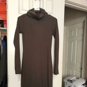 Turtle neck body con knee length dress